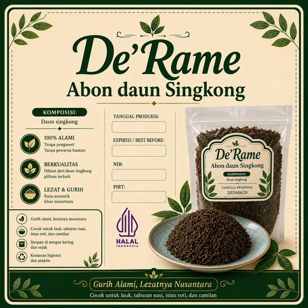 De'rame abon daun singkong 